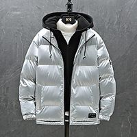 Men's Down Parka Solid Colored POLY Black / Silver / Dark Gray M / L / XL miniinthebox - thumbnail
