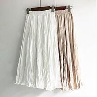 Women's Skirt Long Skirt Midi Cotton Blend Black White Apricot Skirts Ruched Fashion coastalgrandmastyle Summer Casual Daily Weekend One-Size miniinthebox - thumbnail