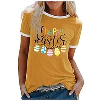 Women's T shirt Tee Graphic Letter Weekend Easter Black White Yellow Print Short Sleeve Fashion Round Neck Regular Fit Summer Lightinthebox