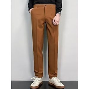 Men's Dress Pants Trousers Suit Pants Pocket Plain Comfort Breathable Outdoor Daily Going out Fashion Casual Black Blue Lightinthebox