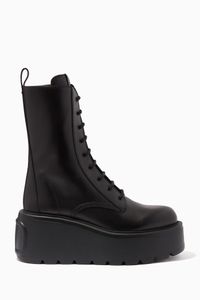 Valentino Garavani VLOGO Combat Boots in Leather