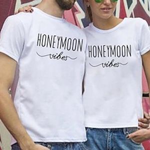 Couple's Men's Women's T shirt Tee Letters Crew Neck White Valentine's Day Daily Short Sleeve Print Clothing Apparel Polyester Fashion Casual Lightinthebox