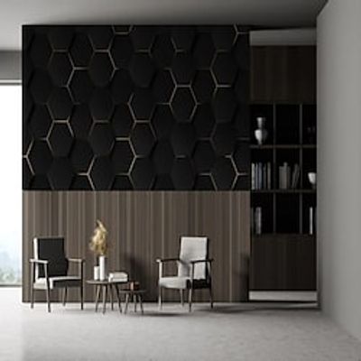 Geometric Wallpaper Mural Black Hexagon Wall Covering Sticker Peel and Stick Removable PVCVinyl Material Self AdhesiveAdhesive Required Wall Decor for Living Room Kitchen Bathroom Lightinthebox