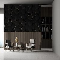 Geometric Wallpaper Mural Black Hexagon Wall Covering Sticker Peel and Stick Removable PVCVinyl Material Self AdhesiveAdhesive Required Wall Decor for Living Room Kitchen Bathroom Lightinthebox - thumbnail