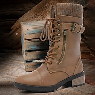 Men's Boots Retro Work Boots Walking Vintage Daily PU Height Increasing Comfortable Wear Resistance Booties  Ankle Boots Black Brown Khaki Fall Winter Lightinthebox