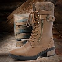 Men's Boots Retro Work Boots Walking Vintage Daily PU Height Increasing Comfortable Wear Resistance Booties  Ankle Boots Black Brown Khaki Fall Winter Lightinthebox - thumbnail