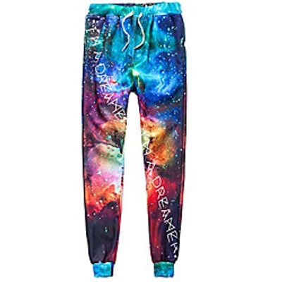 Men's Casual Athleisure Daily Sports Jogger Pants Sweatpants Pants Galaxy Full Length 3D Print Drawstring Pocket Blue Purple Red Rainbow miniinthebox