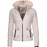 Women's Plus Size Parka Pocket Plain Causal Vacation Long Sleeve Standing Collar Regular Fall Winter Blushing Pink Wine Dark Pink L XL XXL 3XL Lightinthebox - thumbnail