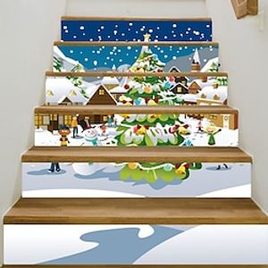 3D Christmas Stair Stickers Decals Xmas Staircase Decals Removable Tile Stair Risers Decals Xmas Home Decor 6 Pieces,Christmas Home Decor miniinthebox