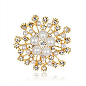 Women's Brooches 3D Flower Fashion Imitation Pearl Gold Plated Brooch Jewelry Gold For Christmas Gifts Wedding Party Dress Party  Evening New Year Lightinthebox