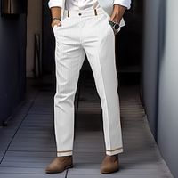 Men's Waffle Dress Pants Trousers Suit Pants Front Pocket Straight Leg Plain Comfort Business Daily Holiday Fashion Chic  Modern Black White Lightinthebox - thumbnail