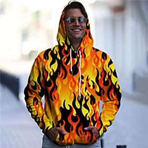 Men's Unisex Pullover Hoodie Sweatshirt Graphic Prints Flame Print Daily Sports 3D Print Casual Designer Hoodies Sweatshirts  Orange Lightinthebox