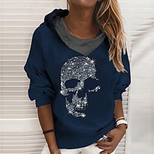 Women's Hoodie Sweatshirt Skull Print Daily Sports Basic Streetwear Hoodies Sweatshirts  Blue Black Red miniinthebox