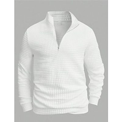 Men's Sweatshirt Quarter Zip Sweatshirt White Standing Collar Plain Sports  Outdoor Daily Holiday Streetwear Basic Casual Spring   Fall Clothing Apparel Hoodies Sweatshirts  Lightinthebox