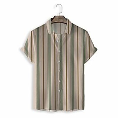 Men's Shirt 3D Print Graphic Turndown Casual Daily 3D Print Short Sleeve Tops Casual Fashion Classic Green Lightinthebox