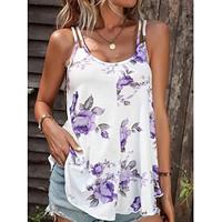 Women's Tank Top Floral Daily Vacation Print Red Sleeveless Casual U Neck Summer Lightinthebox - thumbnail