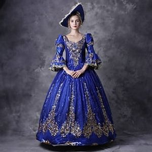 Princess Shakespeare Gothic Victorian Rococo Vintage Medieval Dress Party Women's Cosplay Costume Prom Dress Masquerade 3/4-Length Sleeve Ball Gown miniinthebox