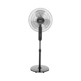 Midea Pedestal Stand Fan with SQD Motor, 16 inch, 3D Oscillation Directions, 3 Speed Levels & Adjustable Height, 3 Leaf Blade with 7.5 Hours Timer, Best for Home & Office, Black, FS4019K