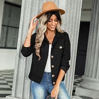 Women's Blouse Shirt Green Brown Black Plain Button Long Sleeve Office Business Streetwear Casual Shirt Collar Regular S Lightinthebox - thumbnail