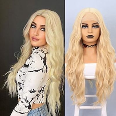 Synthetic Lace Wig Curly Style 26 inch Blonde Middle Part 13x4x1 T Part Lace Front Wig Women's Wig Light golden miniinthebox