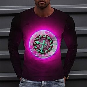 Men's T shirt Tee Tee Graphic Round Neck Green Blue Purple Red Long Sleeve 3D Print Casual Daily Print Tops Fashion Designer Comfortable Big and Tall miniinthebox