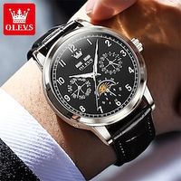 New Olevs Brand Men'S Belt Watch Perpetual Calendar Calendar Week Display Luminous Multifunction Mechanical Watch Business Waterproof Men'S Sports Watch Lightinthebox - thumbnail