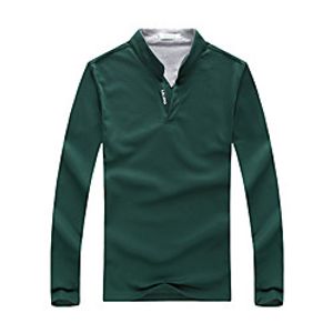 Men's Golf Shirt non-printing Plain Patchwork Solid Color Long Sleeve Casual Tops Cotton Casual Soft Breathable Blue Green White Lightinthebox