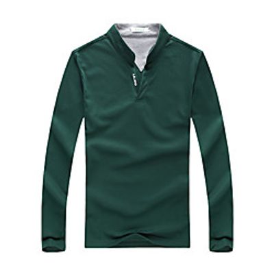 Men's Golf Shirt non-printing Plain Patchwork Solid Color Long Sleeve Casual Tops Cotton Casual Soft Breathable Blue Green White Lightinthebox