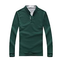 Men's Golf Shirt non-printing Plain Patchwork Solid Color Long Sleeve Casual Tops Cotton Casual Soft Breathable Blue Green White Lightinthebox - thumbnail
