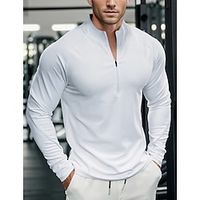 Men's T shirt Tee Quarter Zip Tee Tee Top Long Sleeve Shirt Plain Quarter Zip Street Vacation Long Sleeve Quick Dry Clothing Apparel Designer Sporty Basic Lightinthebox - thumbnail