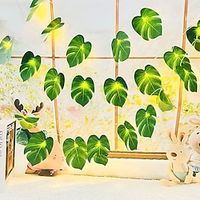 Leaf Vine String Lights Jungle Beach Themed Summer Party Decor 1.5m3m Artificial Palm Leaf Rattan Indoor Fairy Lights Outdoor Garden Wedding Party Seaside Camping Decor Lightinthebox