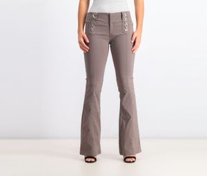 Womens Plain Flared Pants  Taupe