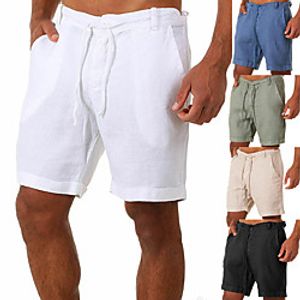 Men's Sporty Casual / Sporty Streetwear Quick Dry Breathable Soft Daily Sports Chinos Shorts Bermuda shorts Pants Solid Color Short Drawstring Elastic Waist Blue Wine Grey khaki Green / Summer miniinthebox