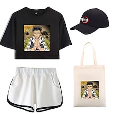 Demon Slayer: Kimetsu no Yaiba Kamado Nezuko T-shirt Shorts Baseball Cap Print Graphic Bag Shorts Hat For Women's Adults' Hot Stamping 100% Polyester Casual Daily miniinthebox
