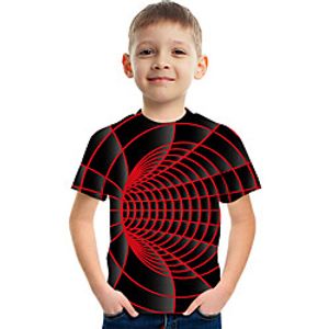 Kids Boys' T shirt Tee Short Sleeve Graphic Optical Illusion Color Block Rainbow Children Tops Summer Active Streetwear Sports 3-12 Years Lightinthebox