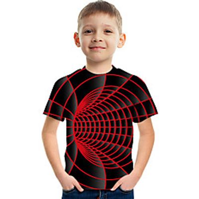 Kids Boys' T shirt Tee Short Sleeve Graphic Optical Illusion Color Block Rainbow Children Tops Summer Active Streetwear Sports 3-12 Years Lightinthebox