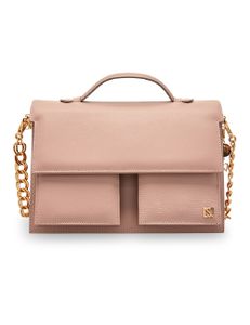 Two Pockets Leather Bag Comes With A Leather Strap, Chain, And A Sp Stone Charm