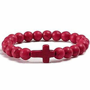 jude jewelers christian sideways cross turquoise beads strand bracelet (red) Lightinthebox