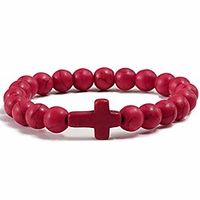jude jewelers christian sideways cross turquoise beads strand bracelet (red) Lightinthebox - thumbnail