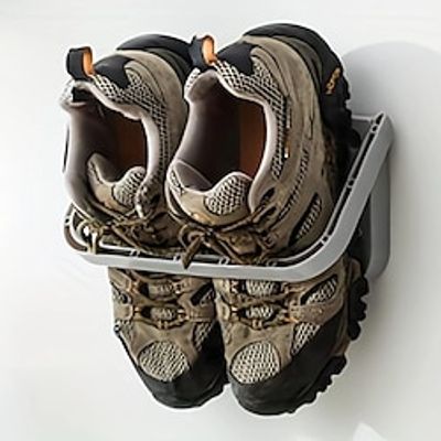 1pc Punch Free Foldable Shoe Rack, Plastic Simple Shoe Rack, Wall-mounted Adhesive Shoe, Dust-proof Storage Rack, Household Living Room Bathroom Shoe Rack miniinthebox