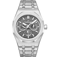 Tornado Aurora Men's Multi Function Display Watch And High Quality Solid Stainless Steel Brushed Bracelet Strap, Silver - T23104-SBSX