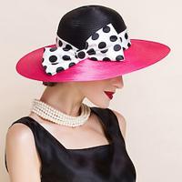 Hats Fiber Bowler / Cloche Hat Bucket Hat Straw Hat Wedding Tea Party Elegant Wedding With Bowknot Polka Dot Headpiece Headwear Lightinthebox