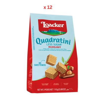 Loacker Quadratini Less Sugar Hazelnut Wafers, 12X110G