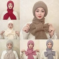 Womens Winter Beanie Hat Long Scarf Set with Fleece Lined Warm Knit Beanie Cap Lightinthebox - thumbnail