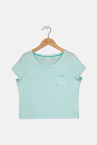 Kids Girl Chest Pocket Shirt  Mint