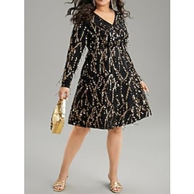 Women's Plus Size Black Dress Sequin Dress Fringe Dress Midi Dress Black Long Sleeve Pure Color Sequins Spring Fall Winter V Neck Fashion Winter Dress Wedding Guest Birthday 2023 L XL XXL 3XL 4XL 5XL Lightinthebox Women's Plus Size Black Dress Sequin Dress Fringe Dress Midi Dress Black Long Sleeve Pure Color Sequins Spring Fall Winter V Neck Fashion Winter Dress Wedding Guest Birthday 2023 L XL XXL 3XL 4XL 5XL Lightinthebox