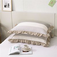 Quality Simplicity Solid Color Refreshing 2pc Set of Pillow Cases Soft Comfortable Decoration /2PCS Home Office Pillowcase Living Room Bedroom Sofa Cushion Cover Solid Color Refreshing Girly Style Soft Comfortable miniinthebox - thumbnail