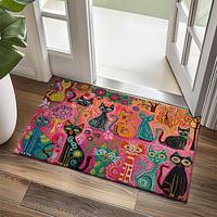 Folk Art Cats Doormat Kitchen Mat Floor Mat Non-Slip Area Rug Oil Proof Rug Indoor Outdoor Mat Bedroom Decor Bathroom Mat Entrance Entreyway Rug Lightinthebox