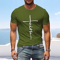 Men's T shirt Tee Graphic Tee Cool Shirt Graphic Prints Cross Faith Crew Neck Hot Stamping Street Vacation Short Sleeves Print Clothing Apparel Designer Basic Modern Contemporary Lightinthebox - thumbnail