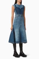 Godet Midi Dress in Denim - thumbnail